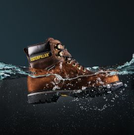 Brown boot in water.