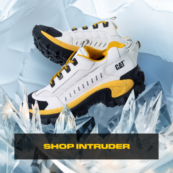 White, yellow, and black intruder sneaker.